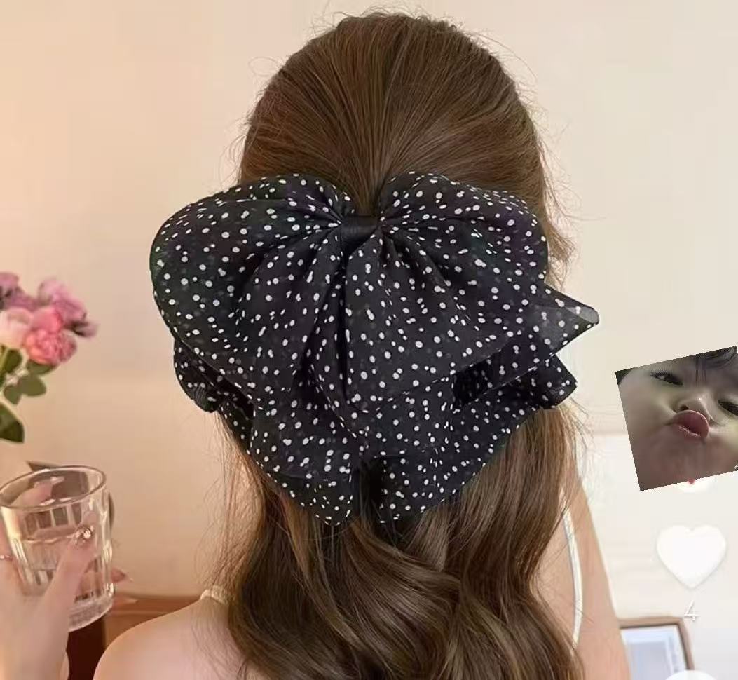 Travel Accessories Aesthetic - 2026 Neue Schwarze Polka Dot Haarklammer