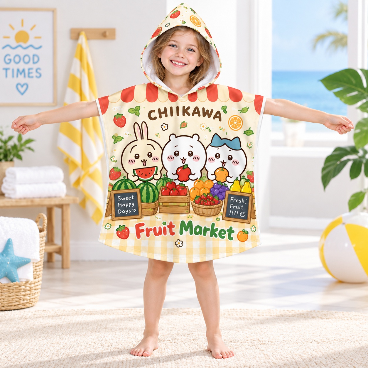 Travel Accessories Baby - Niedliches Kinder-Kapuzenhandtuch, Cartoon-Badeponcho, Baby-Schwimm- und Strandhandtuch,